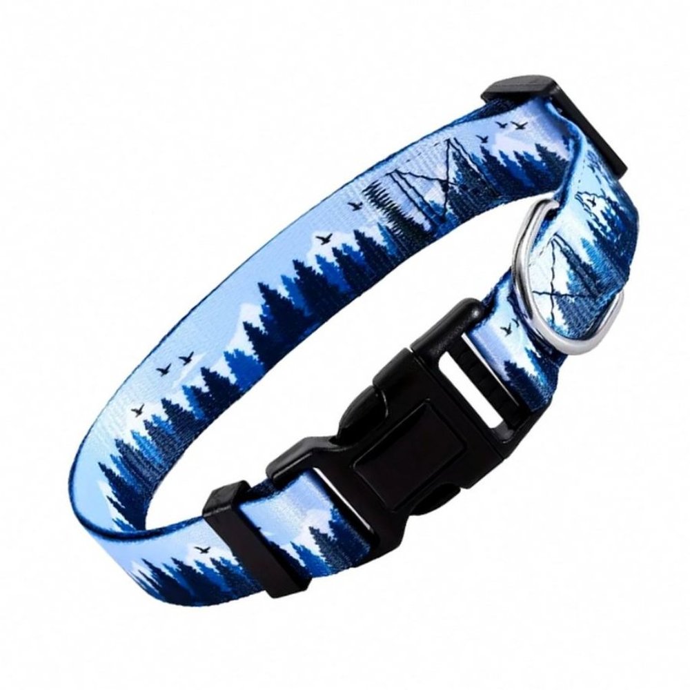 Serene Blue Mountain Size Medium Adjustable Quick Release D Ring Dog Collar - Picture 10 of 10